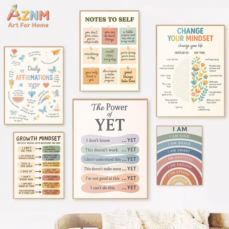 AZNM Soft Pastel Growth Mindse - Kids Education Motivation 评论和价格