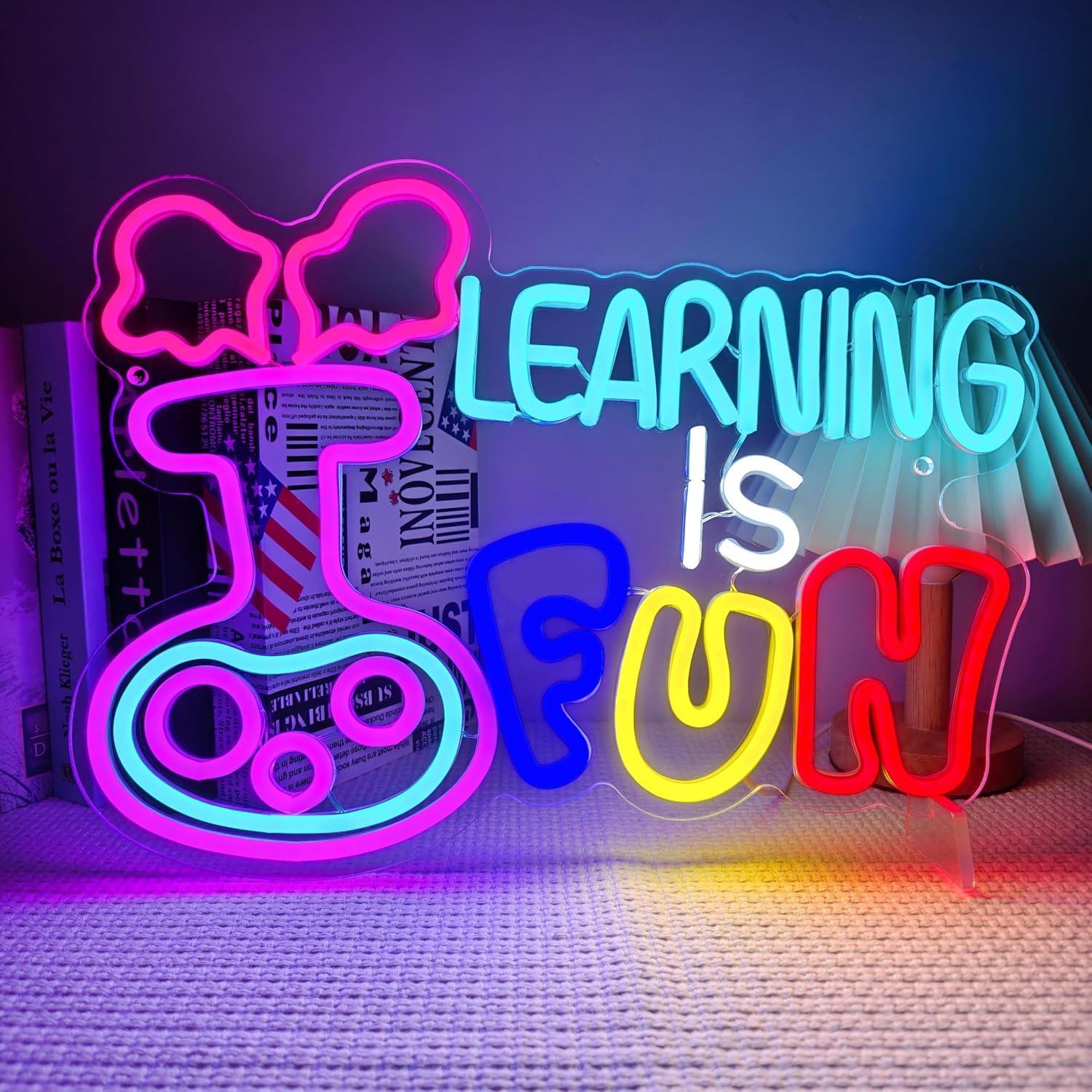 Learning Is Fun Neon Sign USB  - Kids Education Motivation 评论和价格