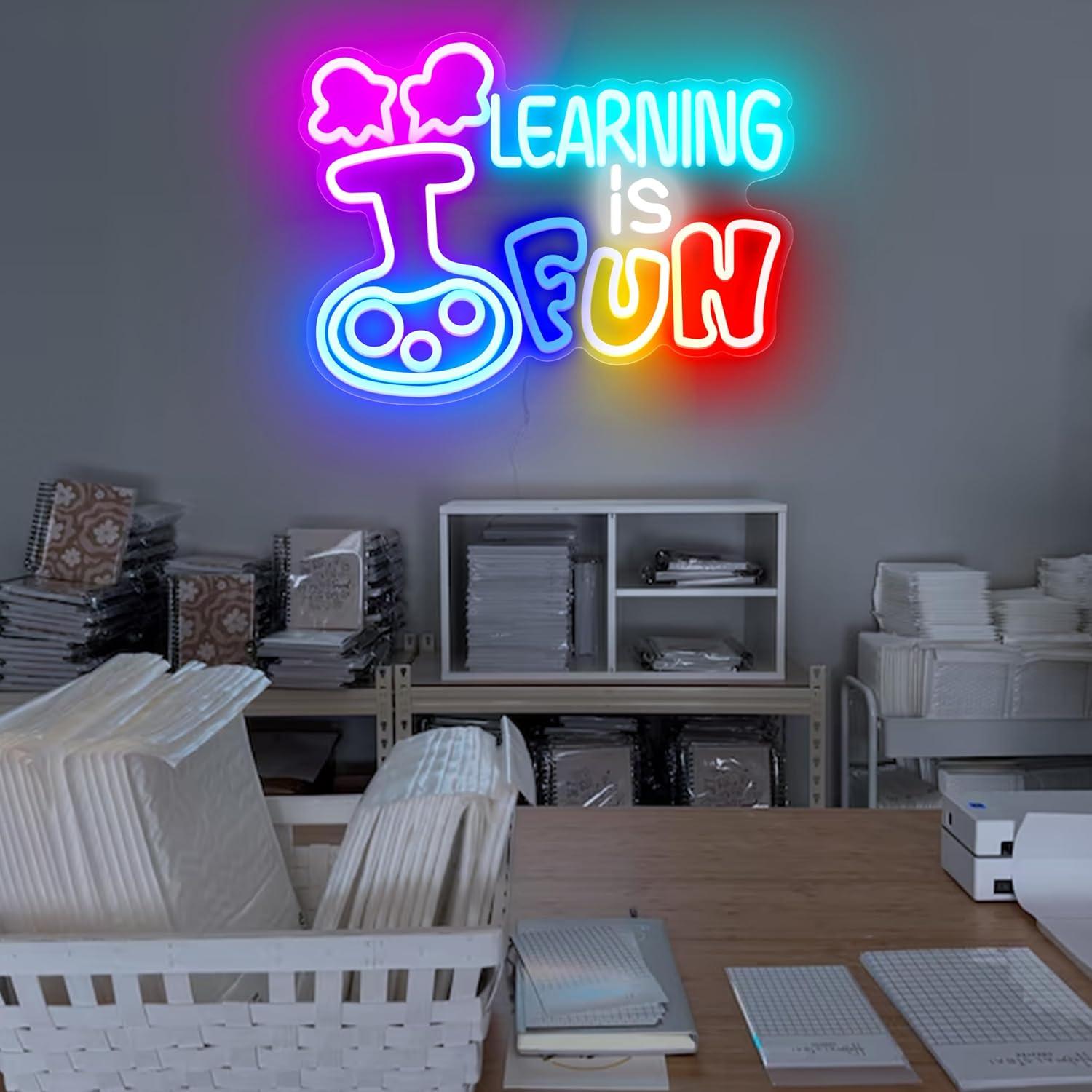 Learning Is Fun Neon Sign USB  - Kids Education Motivation 评论和价格